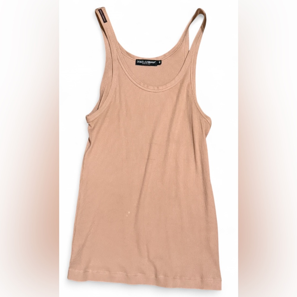 Dolce & Gabbana Dusty Pink Ribbed Cotton Tank Top Men’s Size 46 IT